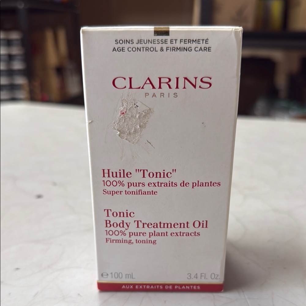 Clarins Tonic Body Treatment Oil - White and Red Packaging